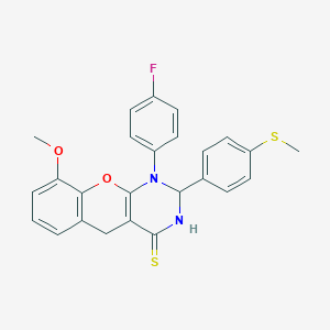 1-(4-fluorophenyl)-9-methoxy-2-[4-(methylsulfanyl)phenyl]-1H,2H,3H,4H,5H-chromeno[2,3-d]pyrimidine-4-thione