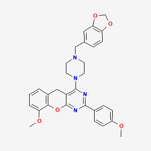 1-[(2H-1,3-benzodioxol-5-yl)methyl]-4-[9-methoxy-2-(4-methoxyphenyl)-5H-chromeno[2,3-d]pyrimidin-4-yl]piperazine