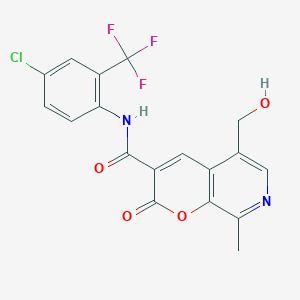 molecular formula C18H12ClF3N2O4 B6515845 N-[4-chloro-2-(trifluoromethyl)phenyl]-5-(hydroxymethyl)-8-methyl-2-oxo-2H-pyrano[2,3-c]pyridine-3-carboxamide CAS No. 931315-69-4