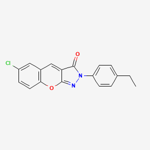 molecular formula C18H13ClN2O2 B6515865 6-chloro-2-(4-ethylphenyl)-2H,3H-chromeno[2,3-c]pyrazol-3-one CAS No. 933197-40-1