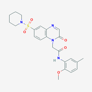 molecular formula C23H26N4O5S B6515900 N-(2-methoxy-5-methylphenyl)-2-[2-oxo-6-(piperidine-1-sulfonyl)-1,2-dihydroquinoxalin-1-yl]acetamide CAS No. 950273-38-8