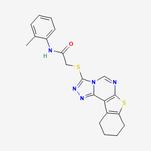 molecular formula C20H19N5OS2 B6515911 N-(2-methylphenyl)-2-{10-thia-3,4,6,8-tetraazatetracyclo[7.7.0.0^{2,6}.0^{11,16}]hexadeca-1(9),2,4,7,11(16)-pentaen-5-ylsulfanyl}acetamide CAS No. 950273-52-6