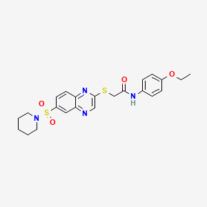 molecular formula C23H26N4O4S2 B6515920 N-(4-ethoxyphenyl)-2-{[6-(piperidine-1-sulfonyl)quinoxalin-2-yl]sulfanyl}acetamide CAS No. 950273-62-8