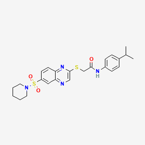 2-{[6-(piperidine-1-sulfonyl)quinoxalin-2-yl]sulfanyl}-N-[4-(propan-2-yl)phenyl]acetamide