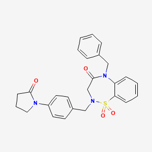 molecular formula C26H25N3O4S B6515937 5-benzyl-2-{[4-(2-oxopyrrolidin-1-yl)phenyl]methyl}-2,3,4,5-tetrahydro-1lambda6,2,5-benzothiadiazepine-1,1,4-trione CAS No. 950262-83-6