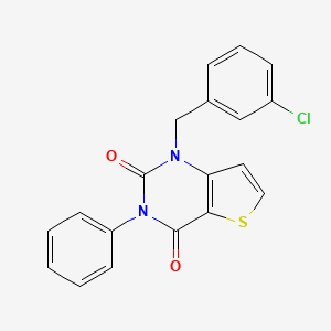 molecular formula C19H13ClN2O2S B6515962 1-[(3-chlorophenyl)methyl]-3-phenyl-1H,2H,3H,4H-thieno[3,2-d]pyrimidine-2,4-dione CAS No. 912802-42-7