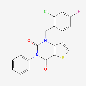 molecular formula C19H12ClFN2O2S B6515970 1-[(2-chloro-4-fluorophenyl)methyl]-3-phenyl-1H,2H,3H,4H-thieno[3,2-d]pyrimidine-2,4-dione CAS No. 689750-33-2