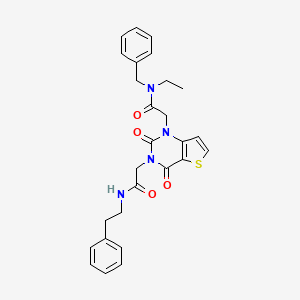 molecular formula C27H28N4O4S B6515998 N-benzyl-2-(2,4-dioxo-3-{[(2-phenylethyl)carbamoyl]methyl}-1H,2H,3H,4H-thieno[3,2-d]pyrimidin-1-yl)-N-ethylacetamide CAS No. 912886-99-8