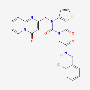 molecular formula C24H18ClN5O4S B6516021 N-[(2-chlorophenyl)methyl]-2-[2,4-dioxo-1-({4-oxo-4H-pyrido[1,2-a]pyrimidin-2-yl}methyl)-1H,2H,3H,4H-thieno[3,2-d]pyrimidin-3-yl]acetamide CAS No. 912881-27-7