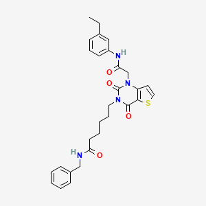 N-benzyl-6-(1-{[(3-ethylphenyl)carbamoyl]methyl}-2,4-dioxo-1H,2H,3H,4H-thieno[3,2-d]pyrimidin-3-yl)hexanamide