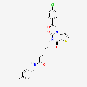 6-{1-[2-(4-chlorophenyl)-2-oxoethyl]-2,4-dioxo-1H,2H,3H,4H-thieno[3,2-d]pyrimidin-3-yl}-N-[(4-methylphenyl)methyl]hexanamide