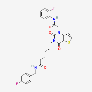 6-(1-{[(2-fluorophenyl)carbamoyl]methyl}-2,4-dioxo-1H,2H,3H,4H-thieno[3,2-d]pyrimidin-3-yl)-N-[(4-fluorophenyl)methyl]hexanamide