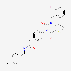 molecular formula C29H24FN3O3S B6516057 2-(4-{1-[(2-fluorophenyl)methyl]-2,4-dioxo-1H,2H,3H,4H-thieno[3,2-d]pyrimidin-3-yl}phenyl)-N-[(4-methylphenyl)methyl]acetamide CAS No. 899937-54-3