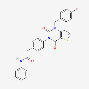 molecular formula C27H20FN3O3S B6516059 2-(4-{1-[(4-fluorophenyl)methyl]-2,4-dioxo-1H,2H,3H,4H-thieno[3,2-d]pyrimidin-3-yl}phenyl)-N-phenylacetamide CAS No. 899937-89-4