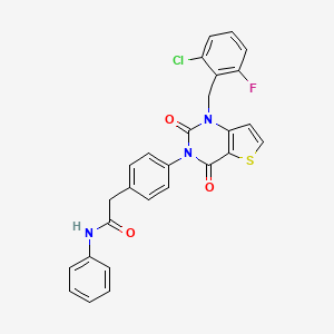 molecular formula C27H19ClFN3O3S B6516068 2-(4-{1-[(2-chloro-6-fluorophenyl)methyl]-2,4-dioxo-1H,2H,3H,4H-thieno[3,2-d]pyrimidin-3-yl}phenyl)-N-phenylacetamide CAS No. 899938-01-3