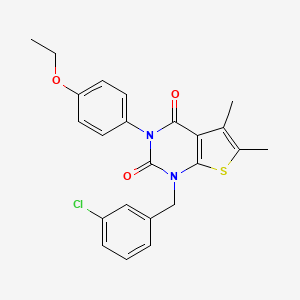 molecular formula C23H21ClN2O3S B6516073 1-[(3-chlorophenyl)methyl]-3-(4-ethoxyphenyl)-5,6-dimethyl-1H,2H,3H,4H-thieno[2,3-d]pyrimidine-2,4-dione CAS No. 689752-67-8