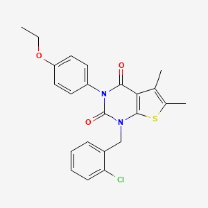 molecular formula C23H21ClN2O3S B6516081 1-[(2-chlorophenyl)methyl]-3-(4-ethoxyphenyl)-5,6-dimethyl-1H,2H,3H,4H-thieno[2,3-d]pyrimidine-2,4-dione CAS No. 689752-57-6