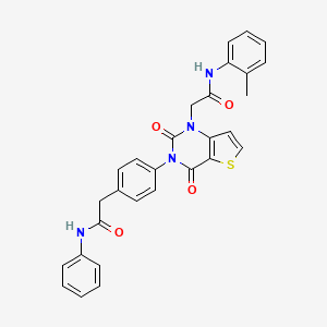 2-(2,4-dioxo-3-{4-[(phenylcarbamoyl)methyl]phenyl}-1H,2H,3H,4H-thieno[3,2-d]pyrimidin-1-yl)-N-(2-methylphenyl)acetamide