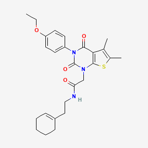 molecular formula C26H31N3O4S B6516097 N-[2-(cyclohex-1-en-1-yl)ethyl]-2-[3-(4-ethoxyphenyl)-5,6-dimethyl-2,4-dioxo-1H,2H,3H,4H-thieno[2,3-d]pyrimidin-1-yl]acetamide CAS No. 899927-83-4