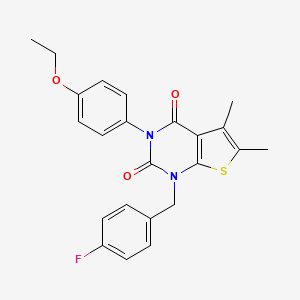 molecular formula C23H21FN2O3S B6516101 3-(4-ethoxyphenyl)-1-[(4-fluorophenyl)methyl]-5,6-dimethyl-1H,2H,3H,4H-thieno[2,3-d]pyrimidine-2,4-dione CAS No. 899927-89-0