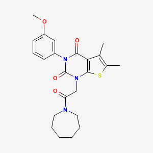 molecular formula C23H27N3O4S B6516171 1-[2-(azepan-1-yl)-2-oxoethyl]-3-(3-methoxyphenyl)-5,6-dimethyl-1H,2H,3H,4H-thieno[2,3-d]pyrimidine-2,4-dione CAS No. 899928-86-0