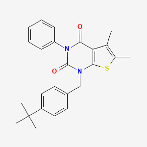 molecular formula C25H26N2O2S B6516189 1-[(4-tert-butylphenyl)methyl]-5,6-dimethyl-3-phenyl-1H,2H,3H,4H-thieno[2,3-d]pyrimidine-2,4-dione CAS No. 689754-61-8