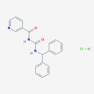 molecular formula C20H18ClN3O2 B065162 3-Pyridinecarboxamide, N-(((diphenylmethyl)amino)carbonyl)-, monohydrochloride CAS No. 171258-74-5