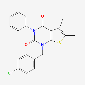 1-[(4-chlorophenyl)methyl]-5,6-dimethyl-3-phenyl-1H,2H,3H,4H-thieno[2,3-d]pyrimidine-2,4-dione