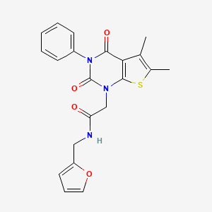 2-{5,6-dimethyl-2,4-dioxo-3-phenyl-1H,2H,3H,4H-thieno[2,3-d]pyrimidin-1-yl}-N-[(furan-2-yl)methyl]acetamide