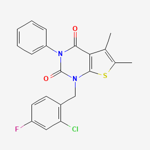 1-[(2-chloro-4-fluorophenyl)methyl]-5,6-dimethyl-3-phenyl-1H,2H,3H,4H-thieno[2,3-d]pyrimidine-2,4-dione