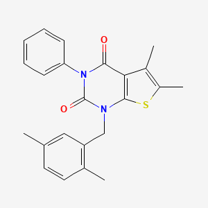 molecular formula C23H22N2O2S B6516231 1-[(2,5-dimethylphenyl)methyl]-5,6-dimethyl-3-phenyl-1H,2H,3H,4H-thieno[2,3-d]pyrimidine-2,4-dione CAS No. 689754-98-1