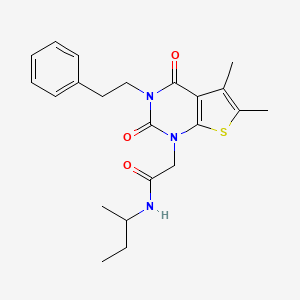 N-(butan-2-yl)-2-[5,6-dimethyl-2,4-dioxo-3-(2-phenylethyl)-1H,2H,3H,4H-thieno[2,3-d]pyrimidin-1-yl]acetamide