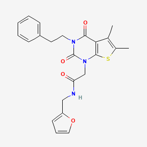 2-[5,6-dimethyl-2,4-dioxo-3-(2-phenylethyl)-1H,2H,3H,4H-thieno[2,3-d]pyrimidin-1-yl]-N-[(furan-2-yl)methyl]acetamide