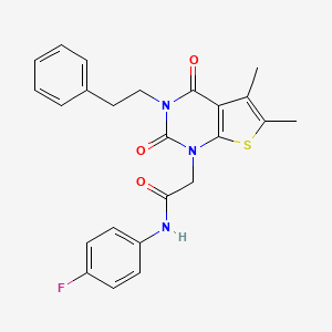 molecular formula C24H22FN3O3S B6516248 2-[5,6-dimethyl-2,4-dioxo-3-(2-phenylethyl)-1H,2H,3H,4H-thieno[2,3-d]pyrimidin-1-yl]-N-(4-fluorophenyl)acetamide CAS No. 899929-51-2