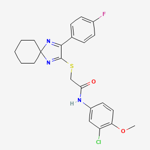 N-(3-chloro-4-methoxyphenyl)-2-{[3-(4-fluorophenyl)-1,4-diazaspiro[4.5]deca-1,3-dien-2-yl]sulfanyl}acetamide