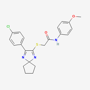 2-{[3-(4-chlorophenyl)-1,4-diazaspiro[4.4]nona-1,3-dien-2-yl]sulfanyl}-N-(4-methoxyphenyl)acetamide