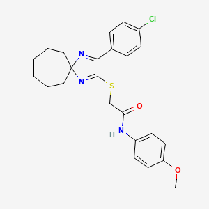 molecular formula C24H26ClN3O2S B6516280 2-{[3-(4-chlorophenyl)-1,4-diazaspiro[4.6]undeca-1,3-dien-2-yl]sulfanyl}-N-(4-methoxyphenyl)acetamide CAS No. 899904-73-5