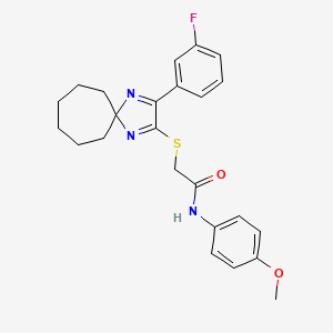 molecular formula C24H26FN3O2S B6516300 2-{[3-(3-fluorophenyl)-1,4-diazaspiro[4.6]undeca-1,3-dien-2-yl]sulfanyl}-N-(4-methoxyphenyl)acetamide CAS No. 899904-91-7