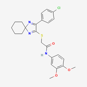 molecular formula C24H26ClN3O3S B6516302 2-{[3-(4-chlorophenyl)-1,4-diazaspiro[4.5]deca-1,3-dien-2-yl]sulfanyl}-N-(3,4-dimethoxyphenyl)acetamide CAS No. 899904-93-9