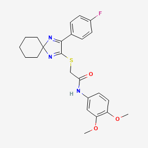 N-(3,4-dimethoxyphenyl)-2-{[3-(4-fluorophenyl)-1,4-diazaspiro[4.5]deca-1,3-dien-2-yl]sulfanyl}acetamide