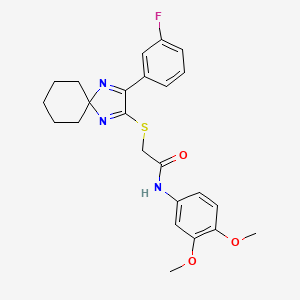 molecular formula C24H26FN3O3S B6516312 N-(3,4-dimethoxyphenyl)-2-{[3-(3-fluorophenyl)-1,4-diazaspiro[4.5]deca-1,3-dien-2-yl]sulfanyl}acetamide CAS No. 899905-05-6