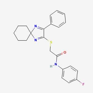 N-(4-fluorophenyl)-2-({3-phenyl-1,4-diazaspiro[4.5]deca-1,3-dien-2-yl}sulfanyl)acetamide