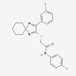 N-(4-fluorophenyl)-2-{[3-(3-fluorophenyl)-1,4-diazaspiro[4.5]deca-1,3-dien-2-yl]sulfanyl}acetamide