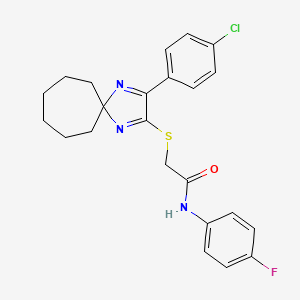 molecular formula C23H23ClFN3OS B6516344 2-{[3-(4-chlorophenyl)-1,4-diazaspiro[4.6]undeca-1,3-dien-2-yl]sulfanyl}-N-(4-fluorophenyl)acetamide CAS No. 899905-41-0