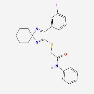 molecular formula C22H22FN3OS B6516355 2-{[3-(3-fluorophenyl)-1,4-diazaspiro[4.5]deca-1,3-dien-2-yl]sulfanyl}-N-phenylacetamide CAS No. 899905-45-4