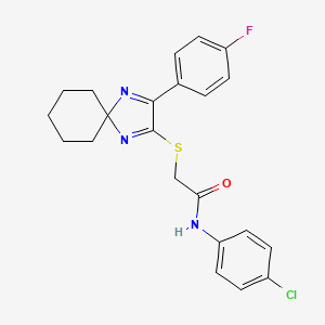 molecular formula C22H21ClFN3OS B6516378 N-(4-chlorophenyl)-2-{[3-(4-fluorophenyl)-1,4-diazaspiro[4.5]deca-1,3-dien-2-yl]sulfanyl}acetamide CAS No. 899905-60-3