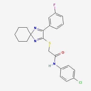 molecular formula C22H21ClFN3OS B6516387 N-(4-chlorophenyl)-2-{[3-(3-fluorophenyl)-1,4-diazaspiro[4.5]deca-1,3-dien-2-yl]sulfanyl}acetamide CAS No. 899905-66-9