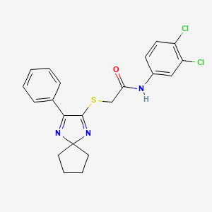 N-(3,4-dichlorophenyl)-2-({3-phenyl-1,4-diazaspiro[4.4]nona-1,3-dien-2-yl}sulfanyl)acetamide