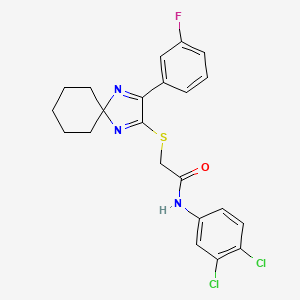 N-(3,4-dichlorophenyl)-2-{[3-(3-fluorophenyl)-1,4-diazaspiro[4.5]deca-1,3-dien-2-yl]sulfanyl}acetamide