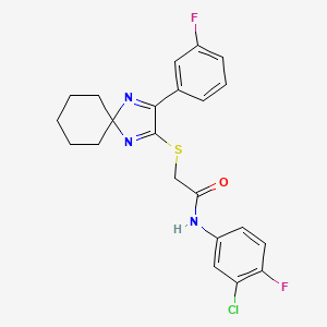 molecular formula C22H20ClF2N3OS B6516410 N-(3-chloro-4-fluorophenyl)-2-{[3-(3-fluorophenyl)-1,4-diazaspiro[4.5]deca-1,3-dien-2-yl]sulfanyl}acetamide CAS No. 899905-94-3